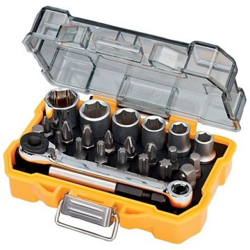 Zestaw 24 cz. grzechotka bity nasadki DeWalt