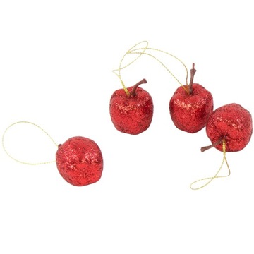 Jabłka jabłuszka bombki brokatowe nietłukące 18szt czerwone