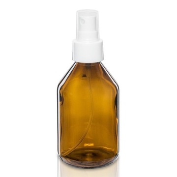 Butelka szklana brązowa 150ml z atomizerem białym