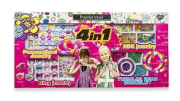 Zestaw Koralików DIY do Tworzenia Biżuterii Bransoletek 4w1