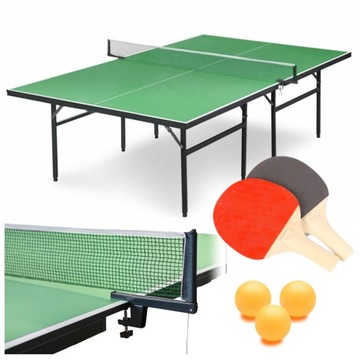 STÓŁ DO TENISA STOŁOWEGO PING PONGA ZESTAW SIATKA PALETKI PIŁKI SKŁADANY