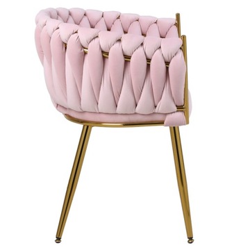 КРЕСЛО, ВЕЛЮРОВОЕ КРЕСЛО, RISO С МЯГКОЙ ОБИВКОЙ, РОЗОВЫЙ ПОРОШОК, ЗОЛОТЫЕ НОЖКИ