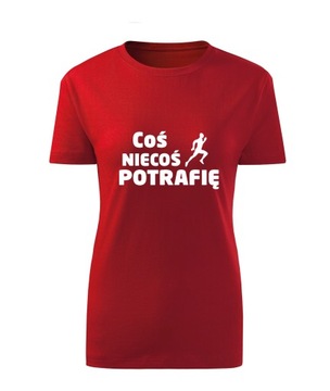 Koszulka T-shirt damska D564 COŚ NIECOŚ POTRAFIĘ BIEGANIE czerwona rozm M