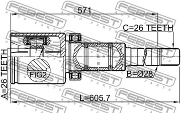 KLOUB VNITŘNÍ PRAVÝ 26X28X26 VOLVO S80 2007-