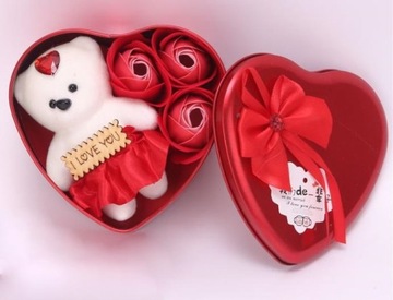 ВЕЧНАЯ РОЗА ПОДАРОК ​​+ МЕДВЕДЬ В МЕТАЛЛИЧЕСКОЙ КОРОБКЕ + 3 АРОМАТНЫЕ РОЗЫ