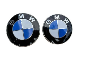 Emblematy komplet BMW 82mm+74mm przód +tył biało-niebieskie e36 e46 e90 e60