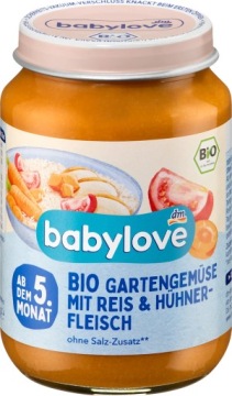 Babylove Біо Рис Курча Овочі 5 м 190 г Німеччина