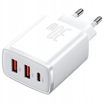 MOCNA ŁADOWARKA SIECIOWA DO TELEFONU BASEUS ZASILACZ 3x USB-C USB QC PD 30W