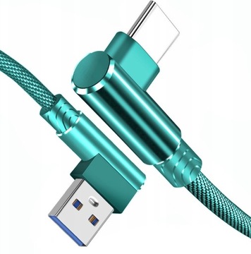KABEL TYP-C USB SZYBKIE ŁADOWANIE KĄTOWY 90° 1M