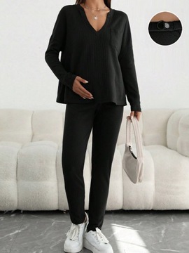 SHEIN черный женский комплект для беременных, брюки, толстовка M