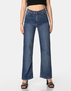 Szwedy Spodnie Damskie Jeans Szerokie Luźne Nogawki i Wysoki Stan J105L W29