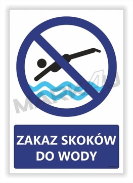 Zakaz skoków do wody B| Druk UV na płycie | Basen