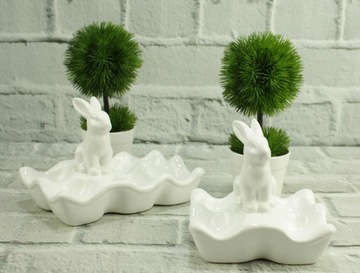 Статуэтка пасхального кролика яичная тарелка керамический кролик с пасхальными яйцами