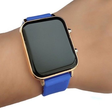 Zegarek damski złoty granatowy elektroniczny LED datownik na Prezent