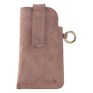 Мужской кожаный чехол для телефона с ключницей и зажимом для ремня, цвет хаки 06