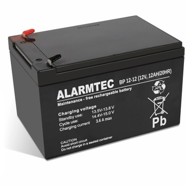 Akumulator ALARMTEC 12V 12Ah BP 12-12 - AGM do UPS kas drukarek alarmów