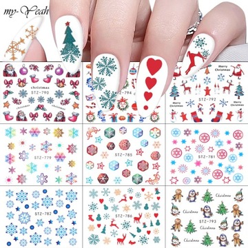 Naklejki wodne paznokcie mikołaje świąteczne D65