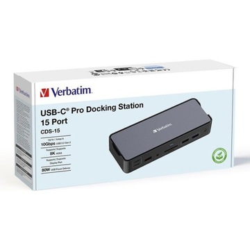 Док-станция Verbatim USB-C Pro CDS-15 2xHDMI DP RJ-45 4xUSB 4xUSB-C SD