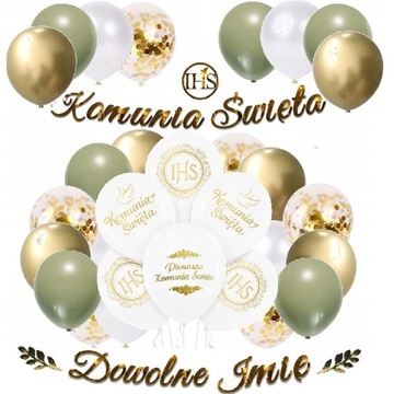 BALONY KOMUNIA dekoracje na KOMUNIĘ IMIĘ