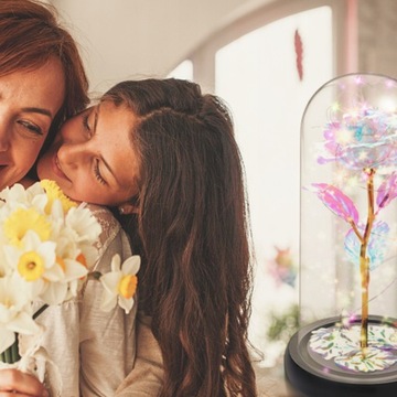 ВЕЧНАЯ РОЗА В СВЕТОДИОДНОМ СТЕКЛЕ НА ЛЕДЯНОМ ПОДАРКЕ