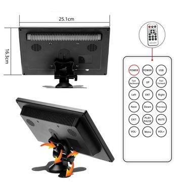MONITOR LED 10.1 CALI 1080P HDMI,VGA,AV1,AV2 KĄT WIDZENIA WYNOSI 170°