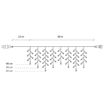 ICILIC LIGHTS 500LED IP44 БЕЛАЯ НАРУЖНАЯ ФИКСИРОВАННАЯ ВСПЫШКА ЗАНАВЕСА 22,5 м