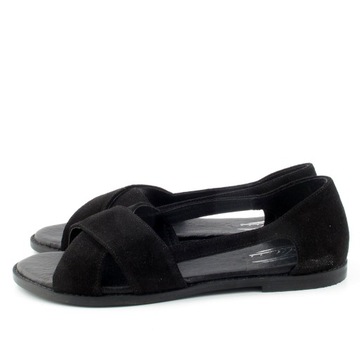 BLU 801356L CZARNE SANDAŁY DAMSKIE WELUR 67864/40