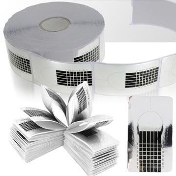 SZABLONY FORMY DO PAZNOKCI WĄSKIE SREBRNE 100 SZT