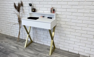 LENA PLUS БЕЛЫЙ ТУДОМ-СТОЛИК, МАТОВЫЙ МЕТАЛЛ, ЗОЛОТО, X 75СМ