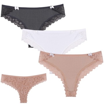 3x Koronkowe Figi Damskie Bikini Majtki Klasyczne Z Koronką MORAJ XXL