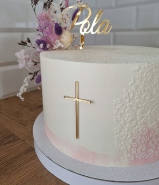 Боковой топпер для торта золотой CROSS CROSS DECOR для зеркала для причастия на крещение