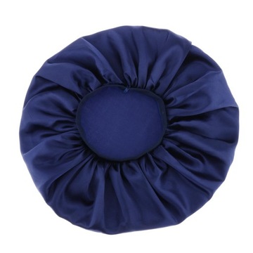 Атласная шапочка на резинке - темно-синяя.