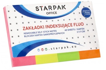 ZAKŁADKI INDEKSUJĄCE KARTECZKI FLUO 4x40 STARPAK