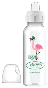 DR BROWN'S BUTELKA Z USTNIKIEM DO NAUKI PICIA 250ML WĄSKA 6M+ SILIK FLAMING
