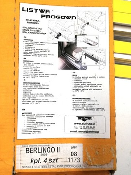 PEUGEOT PARTNER I VRSTVA  LIŠTA PRAHU PRAHY