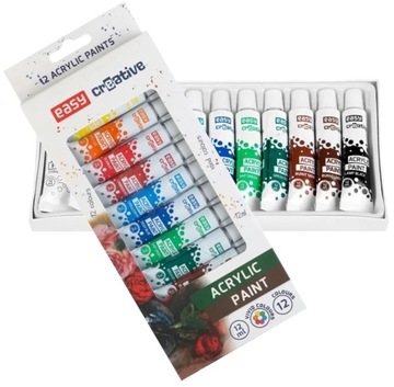 FARBY AKRYLOWE EASY CREATIVE 12 ml 12 sztuk
