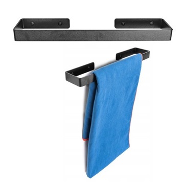 WIESZAK NA RĘCZNIK DRĄŻEK CZARNY SOLIDNY 40CM LOFT