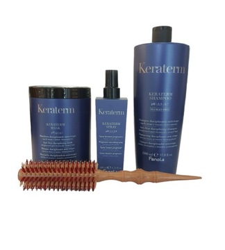 Fanola ZESTAW Keraterm szampon 1L maska 1L spray 200ml + szczotka GRATIS !
