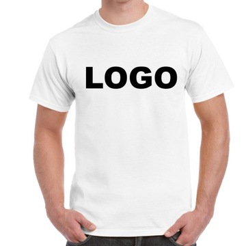T-shirt Biała Koszulka z Nadrukiem Twoim Logo L