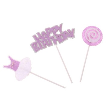 Topper na tort urodzinowy Lolly Gilrs Sukienka Happy Birthday Cake fioletowa