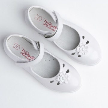 Туфли с кожаными вставками на липучке, туфли для причастия Войтылко