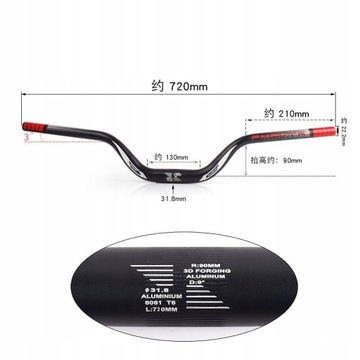 Kierownica roweru górskiego 31,8 mm Riser Long