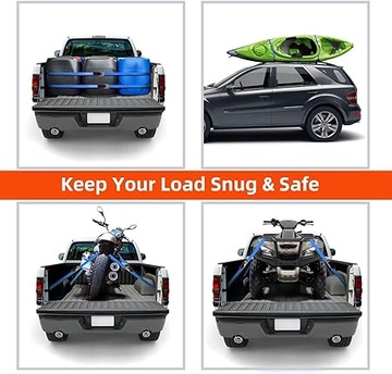 4 ремня с храповым механизмом Ремни для автомобиля и мотоцикла синие, 15 футов