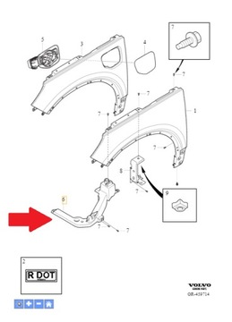 Mocowanie błotnika prawe Volvo OE 32234762