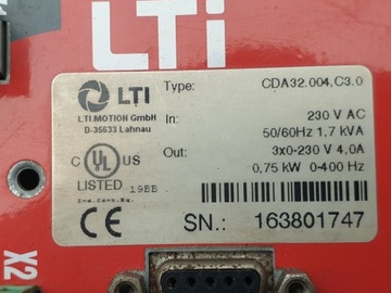 LTI CDA32.004, инвертор C3.0 0,75 кВт 0–400 Гц 230 В