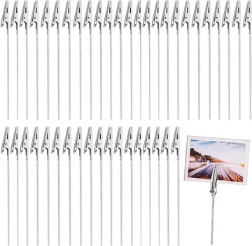 50X METALOWE ZACISKI KLIPSY KROKODYLKOWE Z UCHWYTEM 15cm DO PAPIERU KWIATÓW