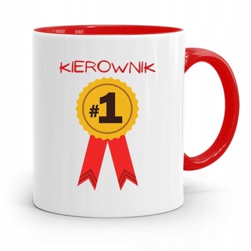 KUBEK CZERWONY KIEROWNIKA KIEROWNIK NA MEDAL #1 z Nadrukiem ze Zdjęciem