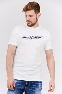 DIESEL Biały t-shirt męski z granatowym logo r XL