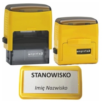 Pieczątka Wagraf B2s żółta obudowa 38x14mm do 4 linii + Projekt + Gumka