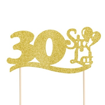 Topper na tort 30 STO LAT złoty brokat Toper